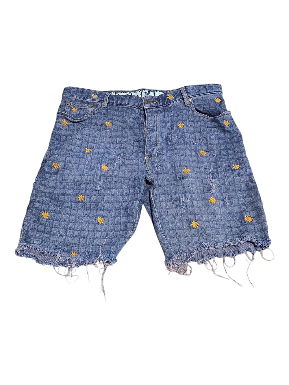 BBC ICECREAM WAFFLE JEAN MILK CHOCOLATE Cutoff Shorts Sz 38